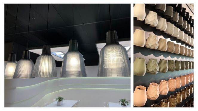 Forskellige typer 3D-printede lamper.